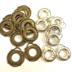 Leven boei charme -25pcs antiek brons / antiek zilver reddingsboei charme hangers----18x21mm/22x24mm--G388