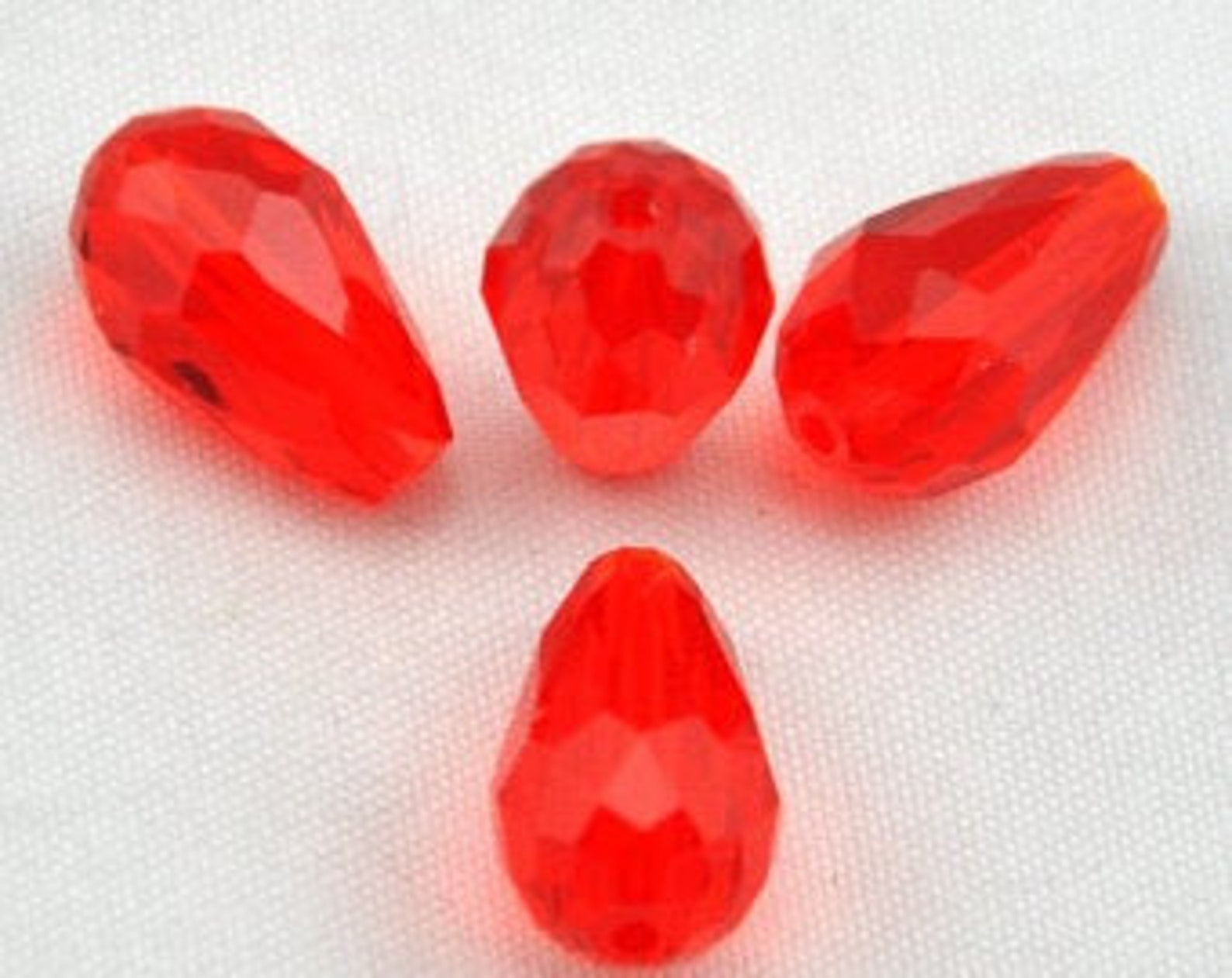 Dark Red Faceted Teardrop Crystal Beadsteardrop Crystal Etsy