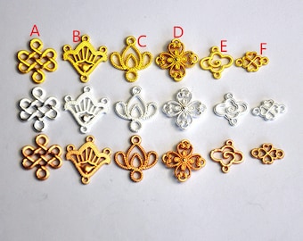 Filigree Floral connectors,metal chandelier connector,Vintage Filigree Connector,Double Sided Metal Pendant Connector,jewelry connectors-Q88