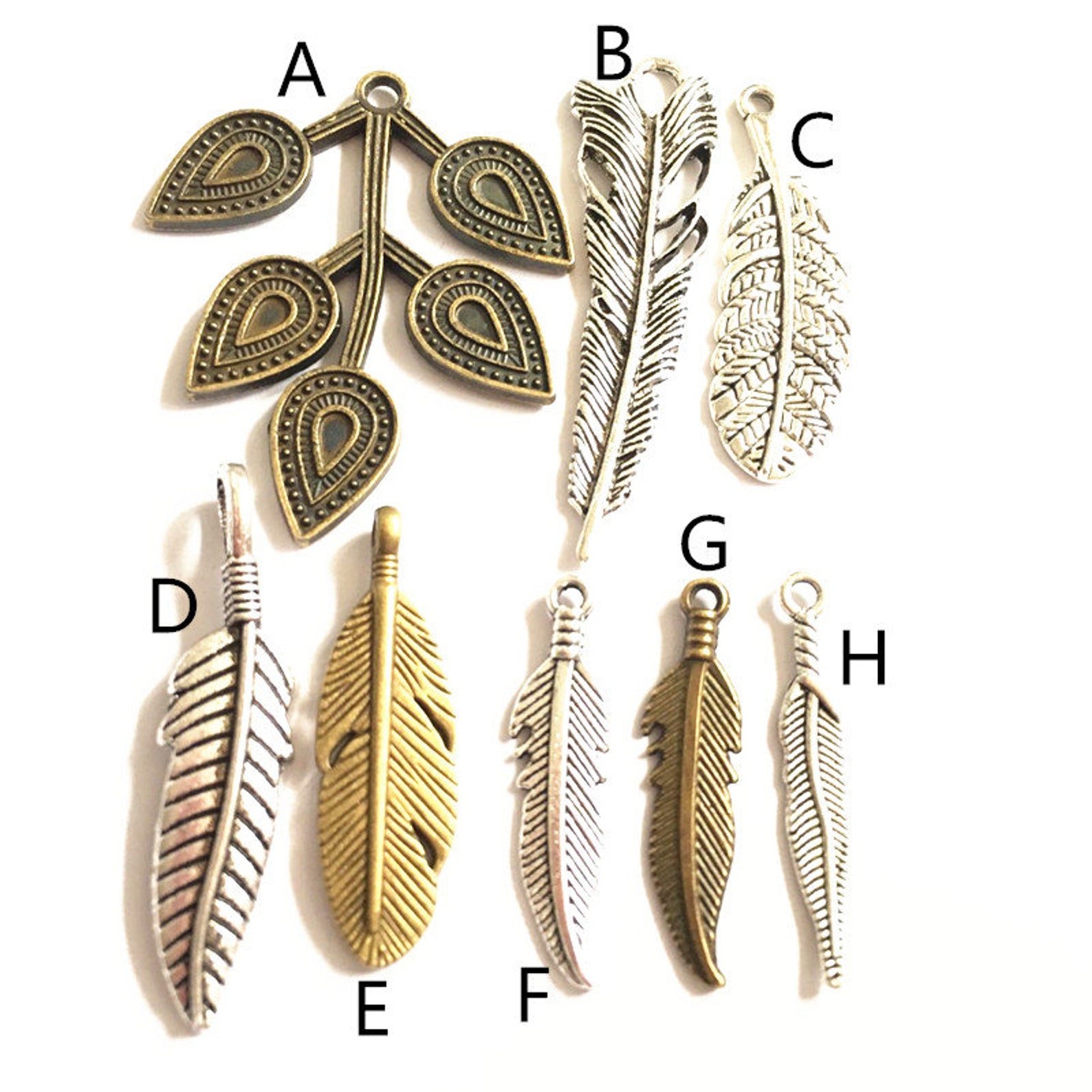 Feather Charm Pendantsbird Feathers DIY Jewelry filigree Etsy