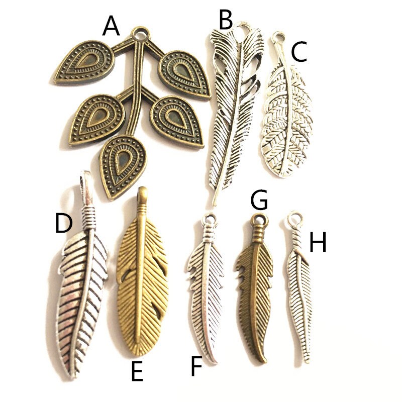 Feather Charm PendantsBird Feathers DIY Jewelry Filigree Etsy