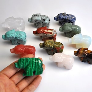 2 Inches Hand Carved Gemstones Bear Figurine,Gemstones Bear Home Decoration,Bear Gift,Stone Crystal Animals Bear,Stone Animal Decor