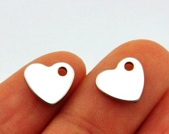 10mm heart stainless steel blank charm pendant,Heart Stamping Blank Charms,diy blank plate pendants，personalized tags ，Engraving metal-1990