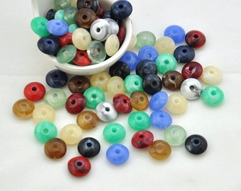 Mixed Colors Acrylic Donut Saucer 13x6.5mm Beads，Bracelet Beads, Flat Abacus Beads，Assorted Color Saucer Spacer，Acrylic Spacer Disc Beads