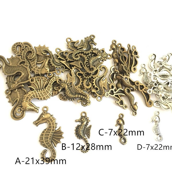 10-30pcs Antique Bronze /Antique Silver Lovely Seahorse Hippocampus Charm Pendants,DIY Accessory Jewelry Making ---G1151