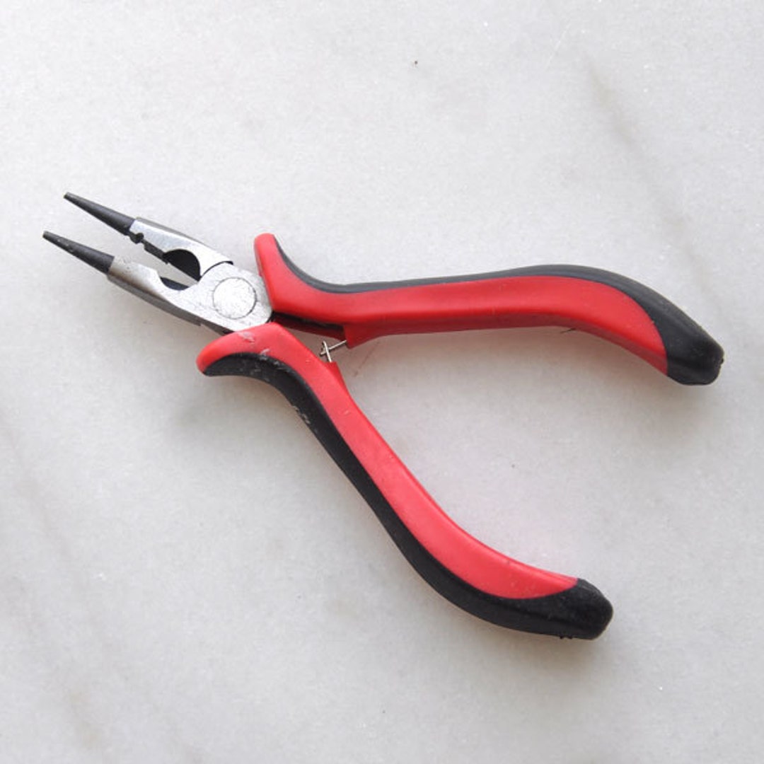 Round-nose pliers, beginner level, black and red handle, 1pc