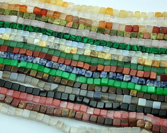 Cuentas de piedras preciosas cúbicas de 6 mm, cuentas de piedras semipreciosas de alta calidad, suministros para joyería al por mayor, una hebra Apx 66 piezas - A11