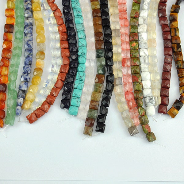 Faceted flat square Beads, Fancy Square Shape Beads，cushion beads 5x8x8mm，faceted flat square Gemstone Beads-25pcs/strand，DIY Jewelry Making