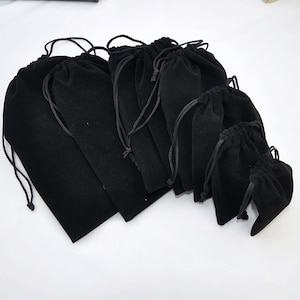 10pcs Jewelry Packaging Black Bags，Jewelry Storage Bag，Velvet Gift Wrap Bags with Drawstrings，mojo bags，christmas wrapping，Crystal Pouch bag