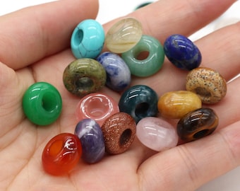 14x8mm large Hole Natural gemstone Beads，Gemstone Donut Beads，Rondelle Crystal Beads，Large Hole Gemstone beads For DIY Jewelry Making
