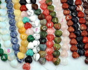 Cuentas de cristal en forma de corazón de 14 mm/16 mm, 18 opciones de cuentas de piedras preciosas en forma de corazón, cuenta de piedra preciosa en forma de corazón, colgante de corazón -A015