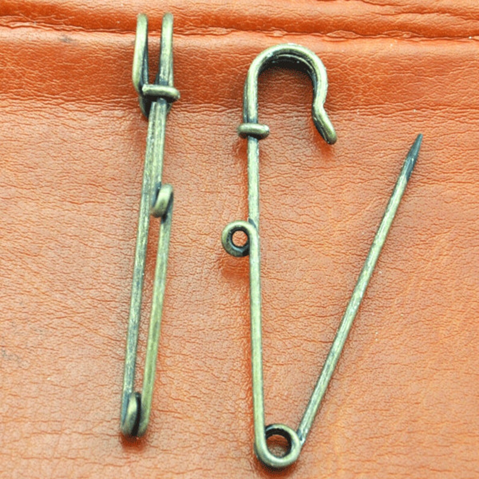 Safety Pins antique Bronze Safety Pin Brooch Charm Etsy