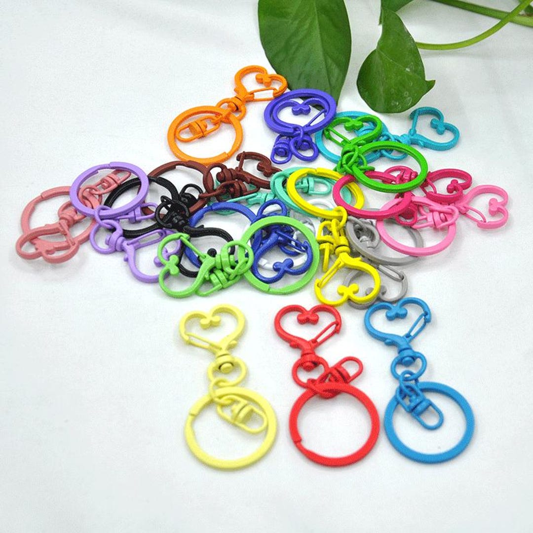 Multi-purpose Assorted Color Love Heart Clasp and 30mm Round Key Ring ...