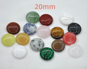 Kein Loch 20MM Mix Puffed Münzen Edelstein, natürlicher Edelstein Knopf Charme, Edelstein-Dekor, Kristall Achat Scheibe Edelstein, Schmuckherstellung Versorgung