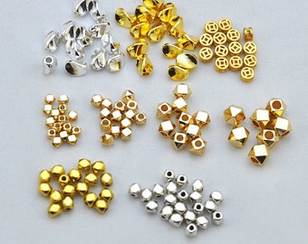 Cuentas espaciadoras de oro de 14k para la fabricación de joyas, cuentas espaciadoras facetadas, cuentas espaciadoras de corte de diamante, cuentas facetadas de latón, cuentas espaciadoras-1506
