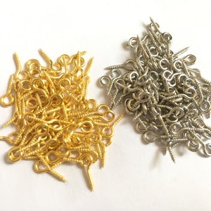 4x10mm/4x8mm-  400pcs Gold Plated/White K Eye Pin Screw in Pins Peg Tail Jewelry findings ---G1509