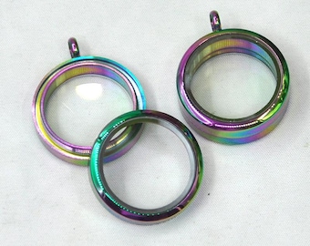 Extra Deep Screw Glass Locket Living Memory Locket Floating Locket,Stainless Steel Round Locket Pendant,Daily DIY Pendant Charm Supplies