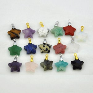Ice Pick Bail Natural Faceted Gemstone Carved Star Charm,Mini Star Crystal Pendant for Jewelry Making,Cute Star Pendant Necklace Bracelet