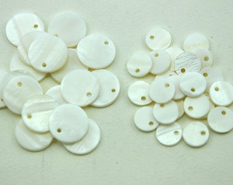 10mm/15mm 12pcs Mother Of Pearl Round Pendant, White Mother Of Pearl Beads, White Shell Beads DIY,Round Disc MOP Shell Pendants