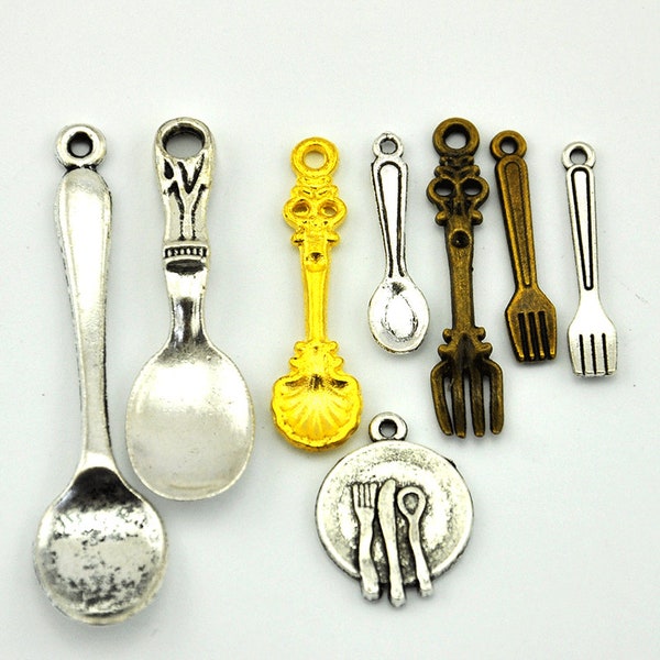 Antique Silver/Gold plated Spoon Charm Tableware Pendants,Tableware charm,DIY Accessory Jewelry Making---G408-3