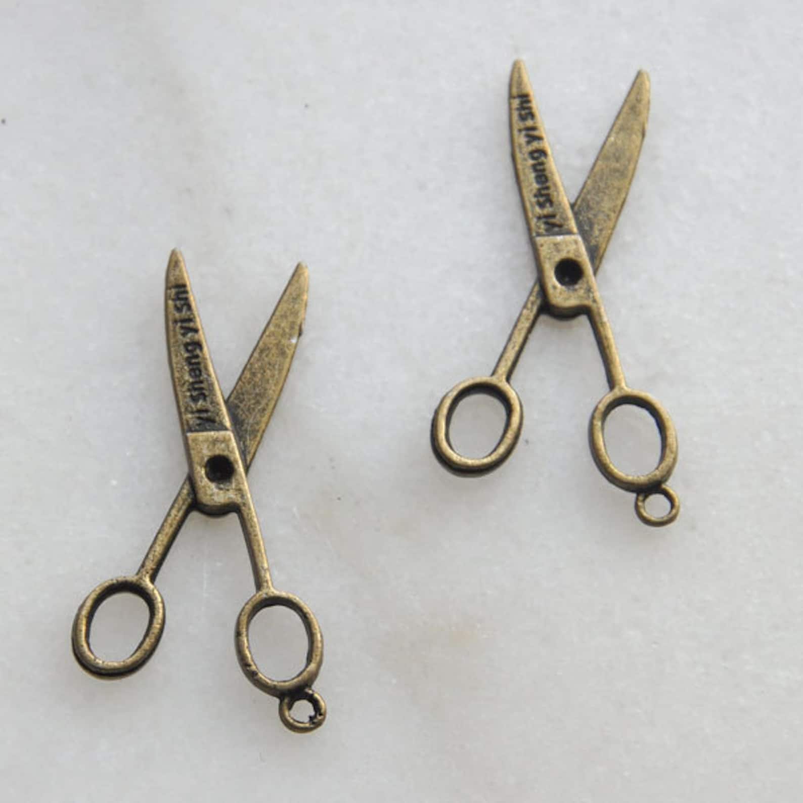 Scissors Charms 10pcs Antique Bronze Scissors Charm Pendants Etsy
