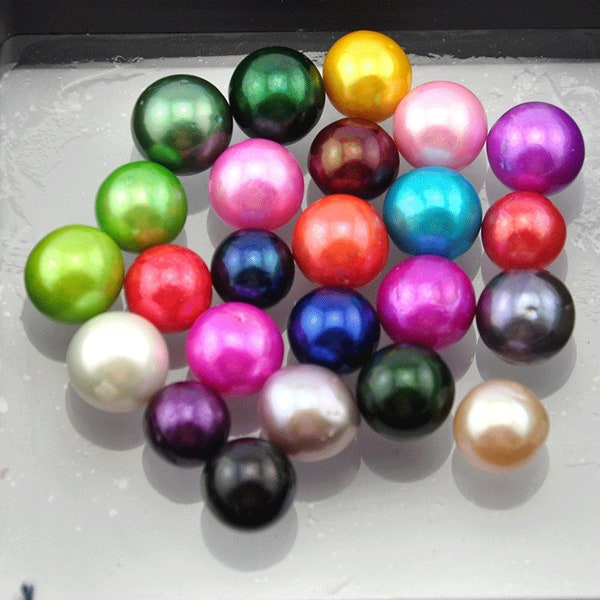 AA+ Grade 9-12mm Exotic Skittle Edison Pearls. Near Round Edison pearl beads,No hole,Freshwater pearls.For Cage Pendants,Edison Loose Pearls