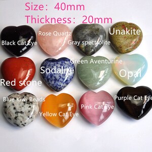 Gemstone Puffy Hearts 35mm/40mm,Crystal Heart Shaped Stone,Home Decorations,Flat Heart Stone, Crystal Heart, Healing Crystal, Love Stone,