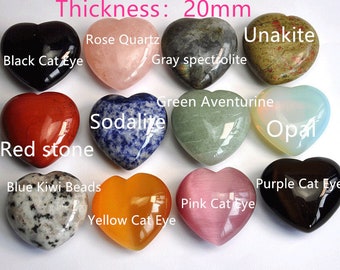 Gemstone Puffy Hearts 35mm/40mm,Crystal Heart Shaped Stone,Home Decorations,Flat Heart Stone, Crystal Heart, Healing Crystal, Love Stone,