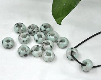 Cuentas de piedras preciosas naturales de 14 x 8 mm con orificio grande, cuentas de piedras preciosas en forma de rosquilla, cuentas de cristal redondas, cuentas de piedras preciosas con orificio grande para la fabricación de joyas DIY.