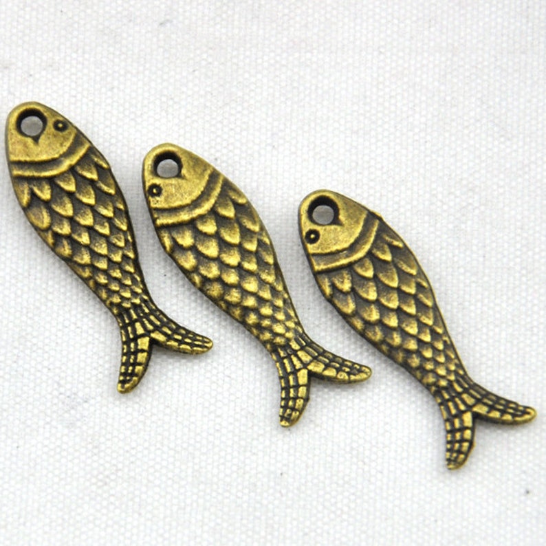 824mm Antique Bronze /Antique Silver Fish Charm Pendants,DIY Accessory Jewelry Making G695 image 3