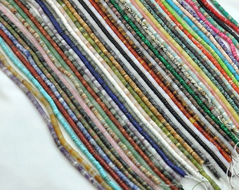 2x4mm Natural Gemstone Heishi Beads Crystal Agate Stone Disc Tyre Shape Beads，Jasper sediment Aqua Terra Rondelle，Gemstone Heishi Discs bead
