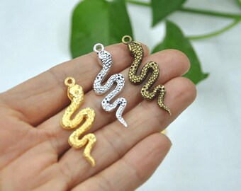 15x43mm Gold plated/Antique Bronze/Antique Silver Snake Charm Pendants,Serpent Pendant,Snake Necklace Pendants,DIY Accessory Jewelry Making