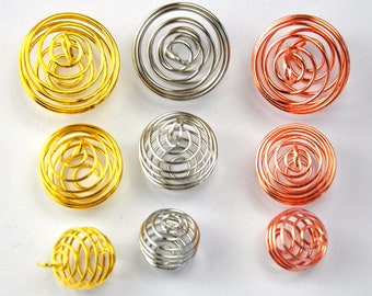 10 piezas de jaulas de cuentas en espiral, colgante de jaula en espiral vacía, colgantes de jaula de perla, soportes de cuentas en espiral, soporte de cristal de piedra, péndulo de piedras preciosas