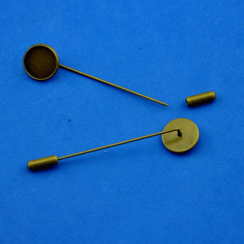 10 Sets 12mm Round Stick Pin Setting Blankslapel Pin Etsy