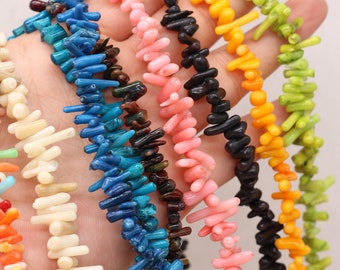 Cuentas de coral ramificadas, cuentas de coral en forma de rama, cuentas de coral, cuentas de coral bambú, cuentas de piedras preciosas para hacer joyas DIY - Tira de 38 cm