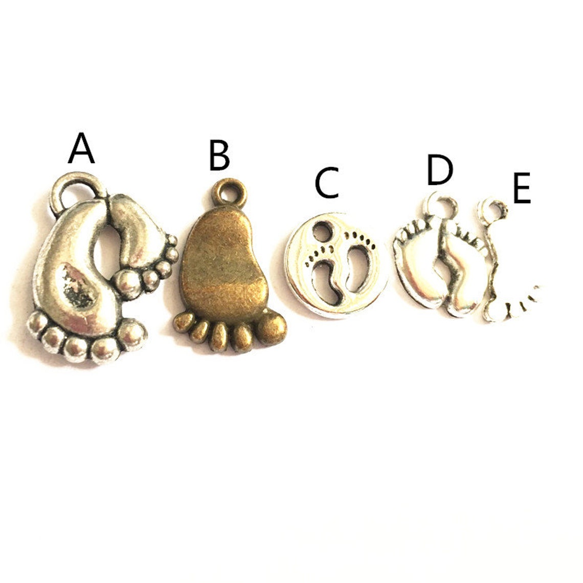 Baby Feet Charmsmini Round Charms With BABY FOOTPRINTS Very Etsy