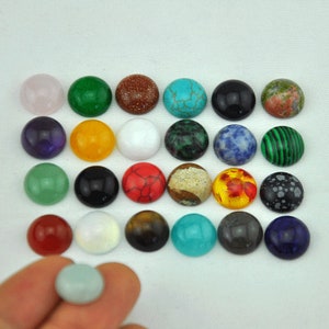 Natural Gemstone Cabochon for Jewelry Making Round 12mm Flatback Cabs,Round Flatback Cabochon, Polished Gemstone Cabochons for Jewelry