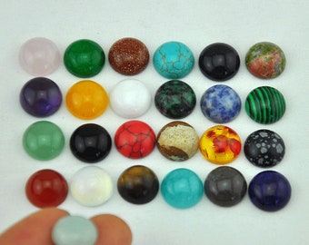 Natural Gemstone Cabochon for Jewelry Making Round 12mm Flatback Cabs,Round Flatback Cabochon, Polished Gemstone Cabochons for Jewelry
