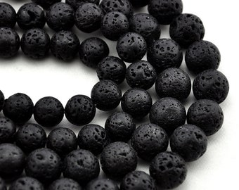 Natural Lava Beads: Black Volcanic Rock Beads，4mm 6mm 8mm 10mm 12mm 14mm Gemstones wholesale mala，Black Volcanic Lava Beads