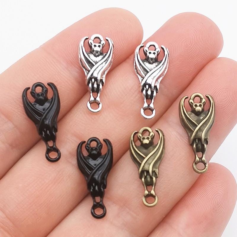 30-100pcs 20x8mm Antique Bronze/Antique Silver/Black Bat connectors findings pendant，vampire charm，bats Charms Connector two holes Charms