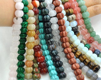 Wholesale Pumpkin Beads,Natural Stone Pumpkin Beads,Handmade Carve Pumpkin Gemstone Bead Jewelry,Loose Beads diy-Size 12x8mm-14x10mm