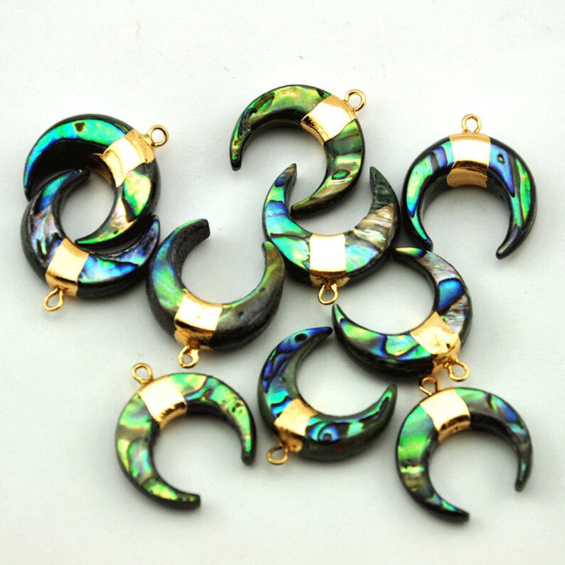 Natural Abalone Shell Doublet Moon Shape Pendant,crescent Moon,double ...