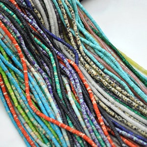 2x4mm Natural Gemstone Heishi Beads Crystal Agate Stone Disc Tyre Shape Beads，Jasper sediment Aqua Terra Rondelle，Gemstone Heishi Discs bead