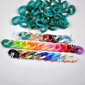 50pcs Acrylic chain links,Assorted color plastic chain links, Open Twist chain Jewelry creative crafts 17x23mm Acrylic Chains,Trendy Chain