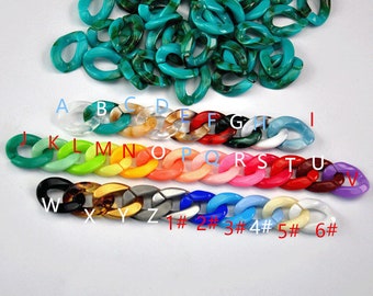 50pcs Acrylic chain links,Assorted color plastic chain links, Open Twist chain Jewelry creative crafts 17x23mm Acrylic Chains,Trendy Chain