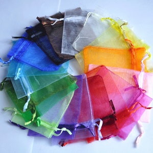 50-100 pezzi 7 x 9 cm Sacchetti in organza all'ingrosso, sacchetti per bomboniere, sacchetti trasparenti, sacchetti regalo per feste, sacchetti per gioielli, sacchetti con coulisse, sacchetti per caramelle a BASSO prezzo