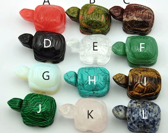 Turtle Tortoise Animal Figurine Super Cute Home Decor，12 Kinds Of Natural Crystal Tortoise Figurine，Hand Carved Turtle Statue Home Decor