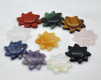 Approximately 30mm Gemstone Sun,High Quality Natural Stone,Crystal Sun,DIY Supplies,Cute Crystal Carving Sun，Amethyst Sun,Gift for Her