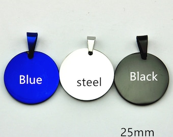 5-20pcs 25mm hoge spiegel gepolijst Graveerbare roestvrij staal ronde tag, roestvrij stalen schijf, stempelen blank hanger, diy lege hangers