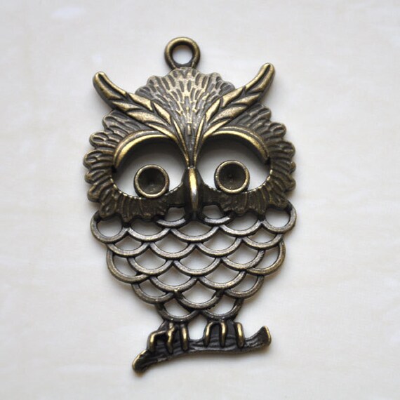 OWL Charms 6pcs Antique Bronze Filigree Owl Charm Pendants Etsy